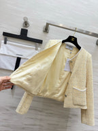 CHANEL - Chanel Light Yellow Tweed Jacket and Dress Set