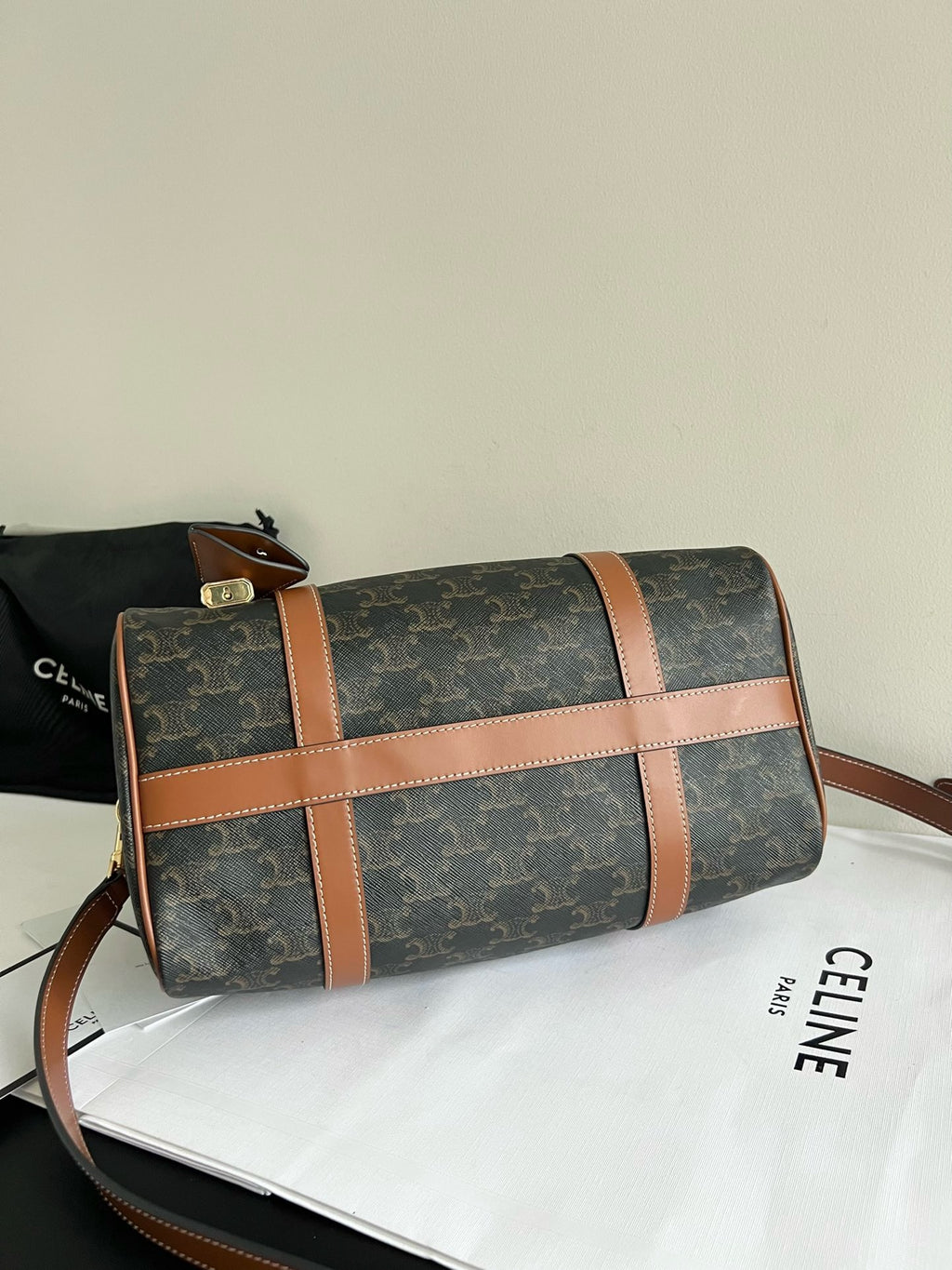 CELINE - BOSTON IN TRIOMPHE CANVAS AND CALFSKIN