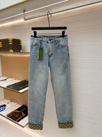 GUCCI - cotton denim pants with horsebit