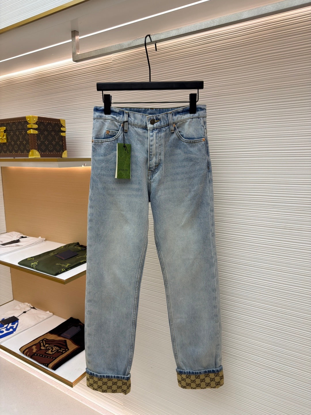 GUCCI - cotton denim pants with horsebit