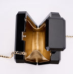 CHANEL - Chanel Balck/Gold Plexiglass Perfume Bottle Evening Bag