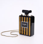 CHANEL - Chanel Balck/Gold Plexiglass Perfume Bottle Evening Bag