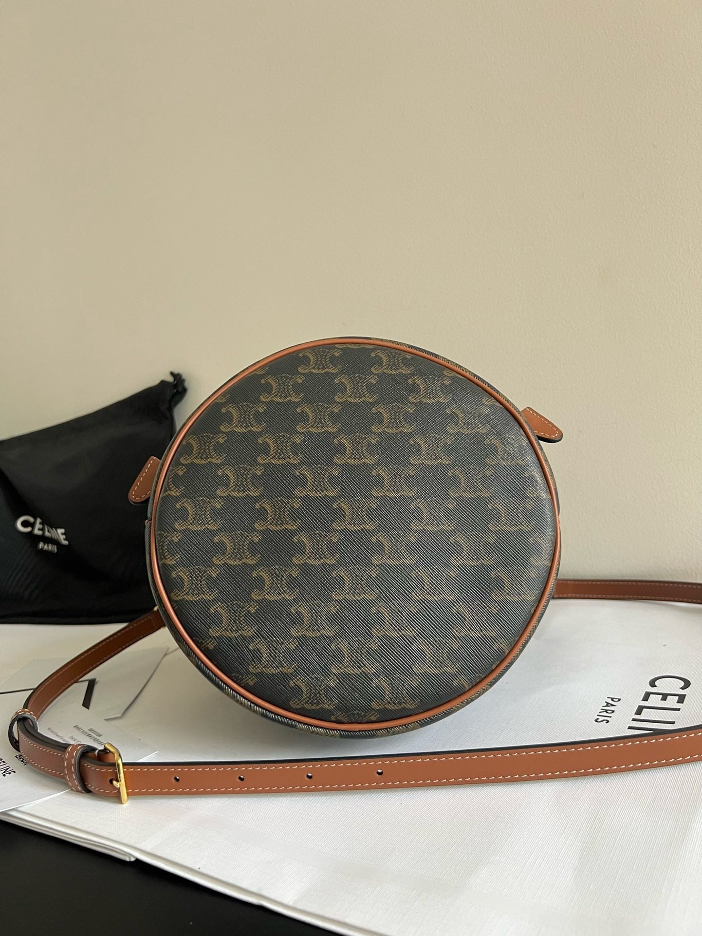 CELINE - TEEN CLARA BAG IN TRIOMPHE CANVAS AND CALFSKIN