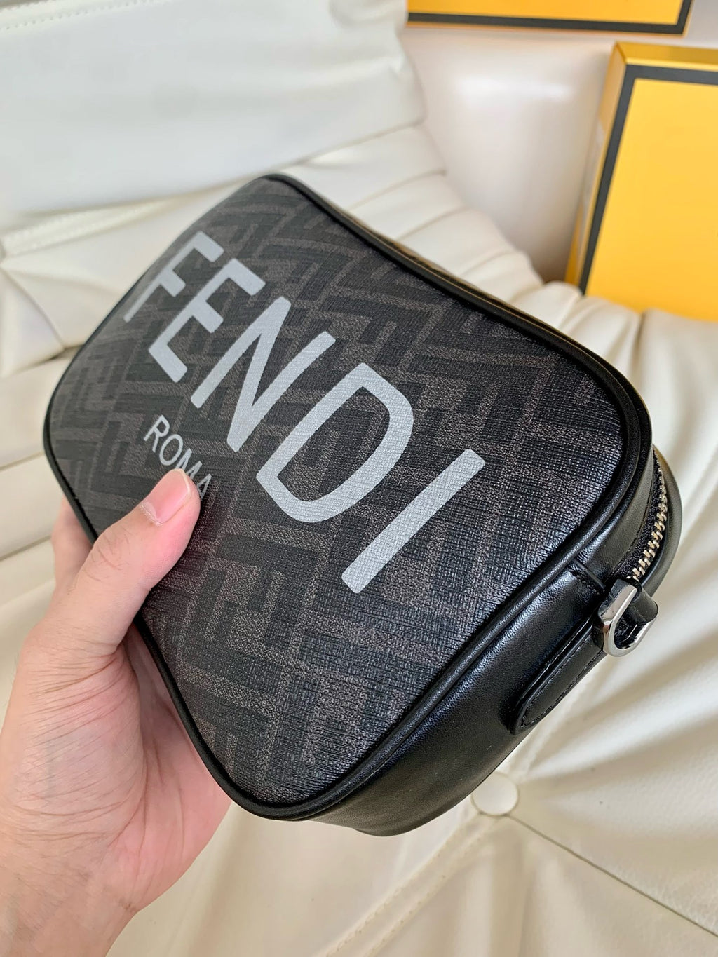 FENDI -  Zucca Coated Canvas and Leather Camera Bag
