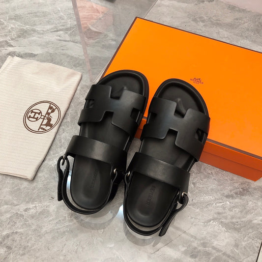 HERMES - Chypre Blanc Sandal Black