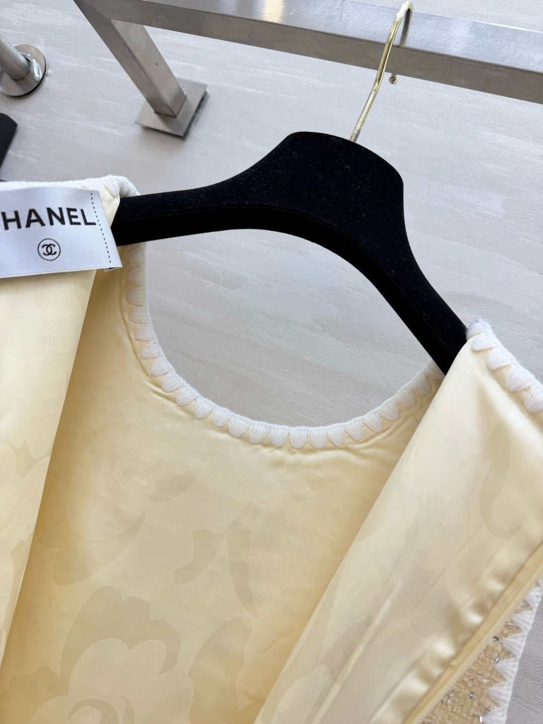 CHANEL - Chanel Light Yellow Tweed Jacket and Dress Set
