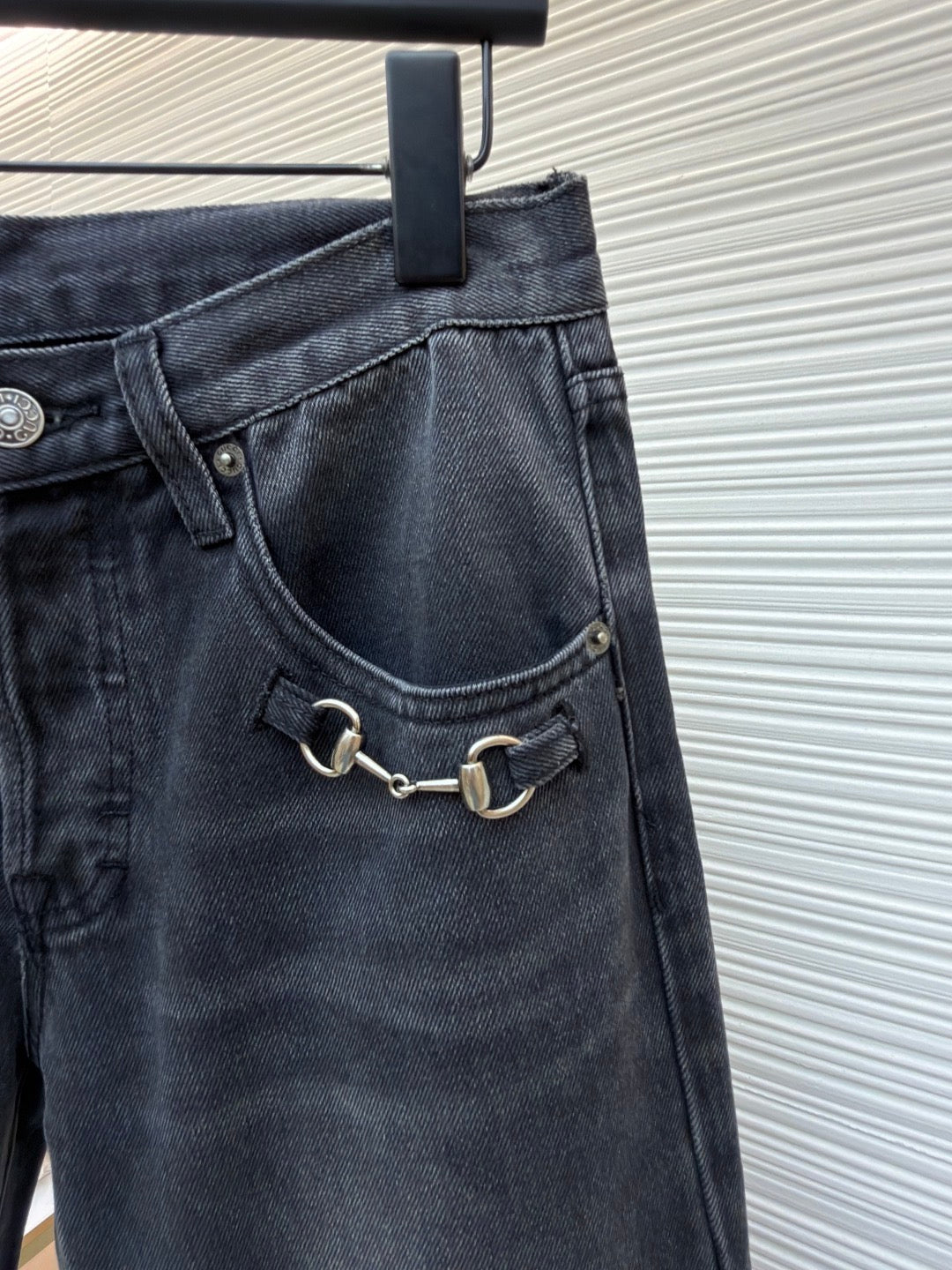 GUCCI - cotton denim pants with horsebit
