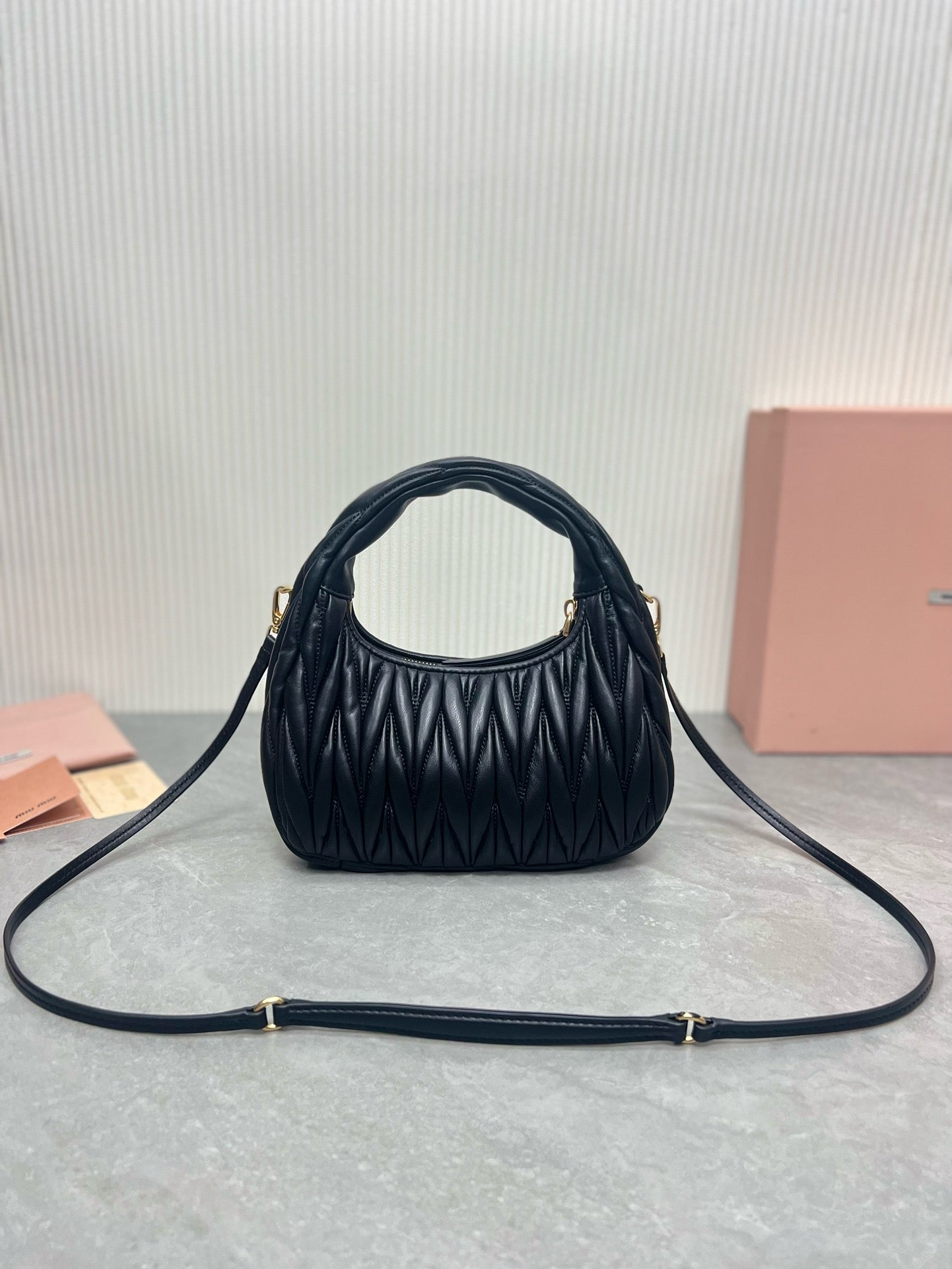MIU MIU - Wander matelassé nappa leather hobo mini-bag