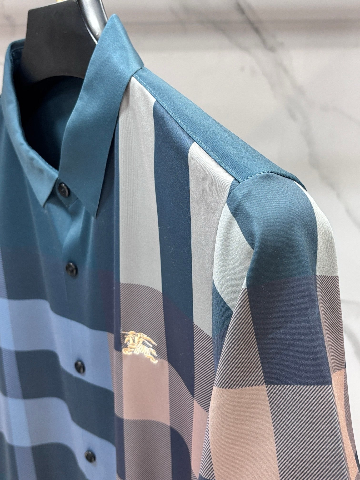 BURBERRY - Stretch Poplin Check Short Sleeve Shirt