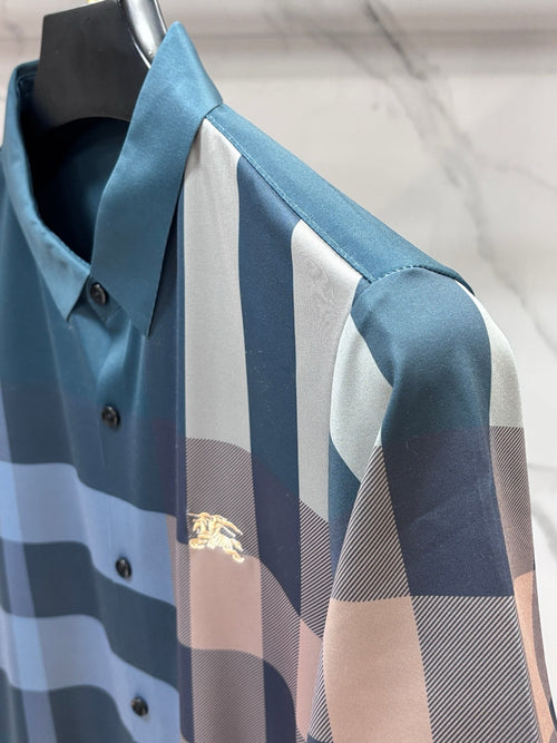 BURBERRY - Stretch Poplin Check Short Sleeve Shirt