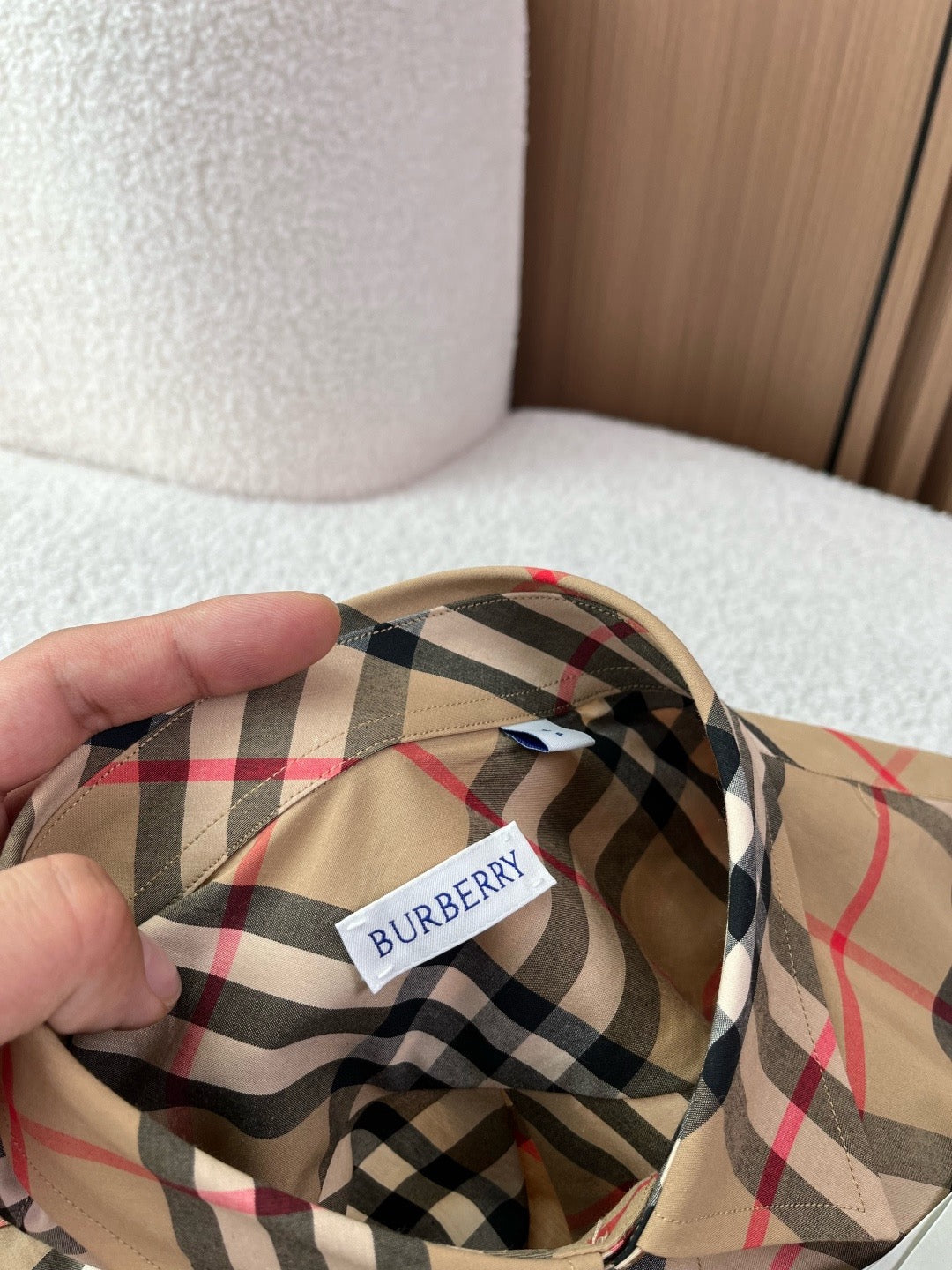 BURBERRY - Slim Fit Check Cotton Poplin Shirt