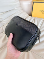 FENDI -  Zucca Coated Canvas and Leather Camera Bag