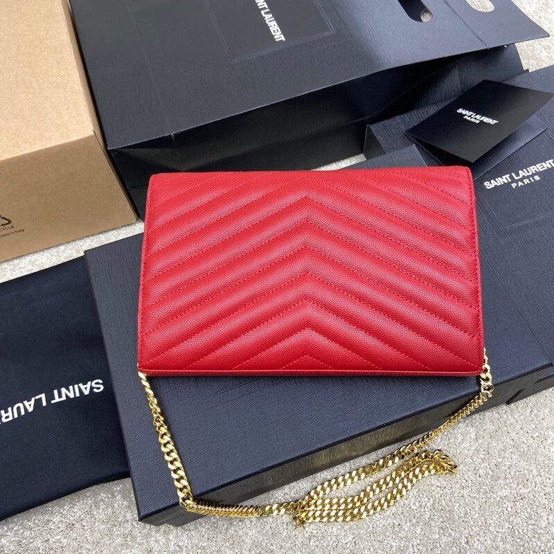 SAINT LAURENT- Red Leather Handbag