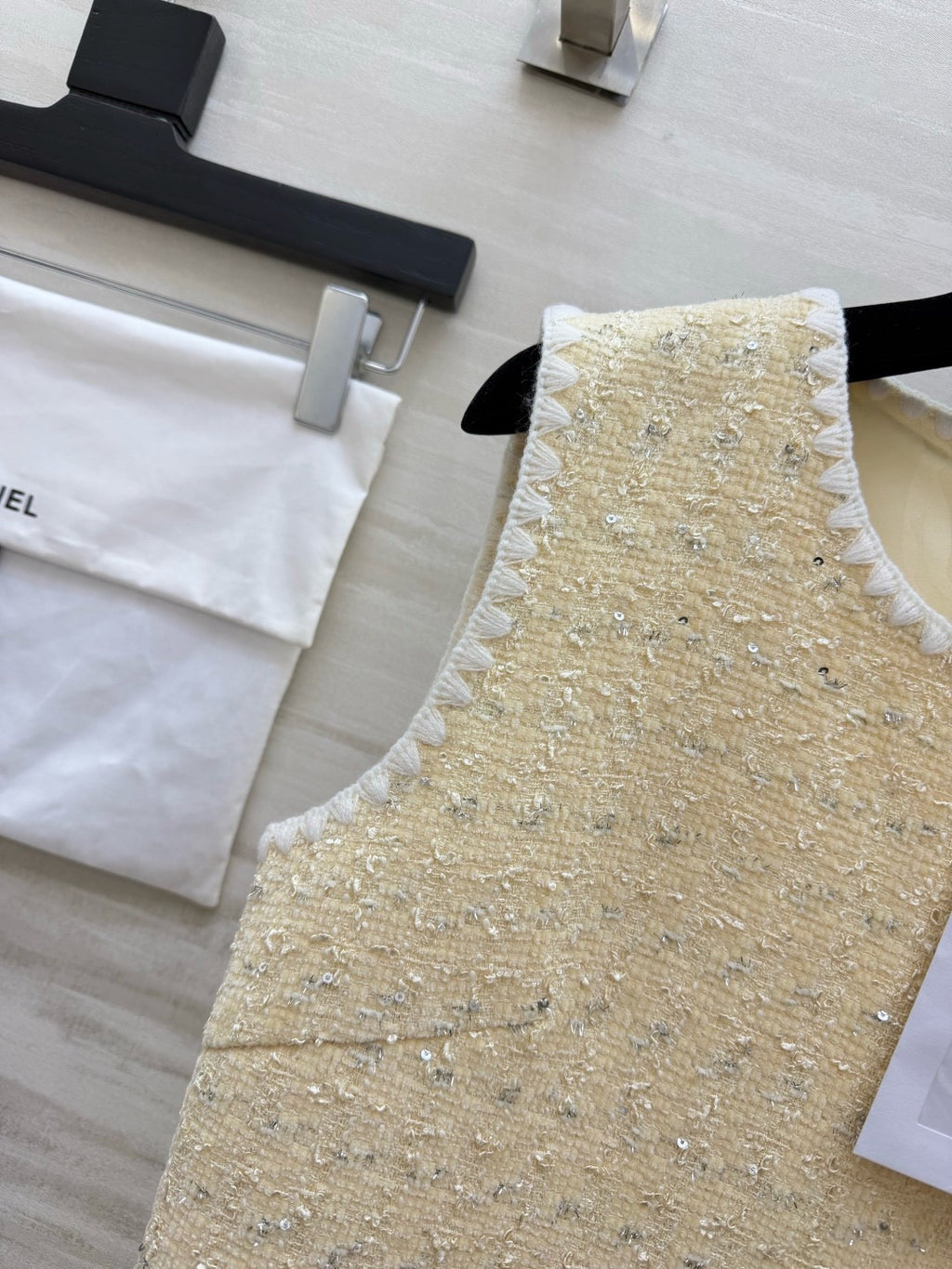 CHANEL - Chanel Light Yellow Tweed Jacket and Dress Set