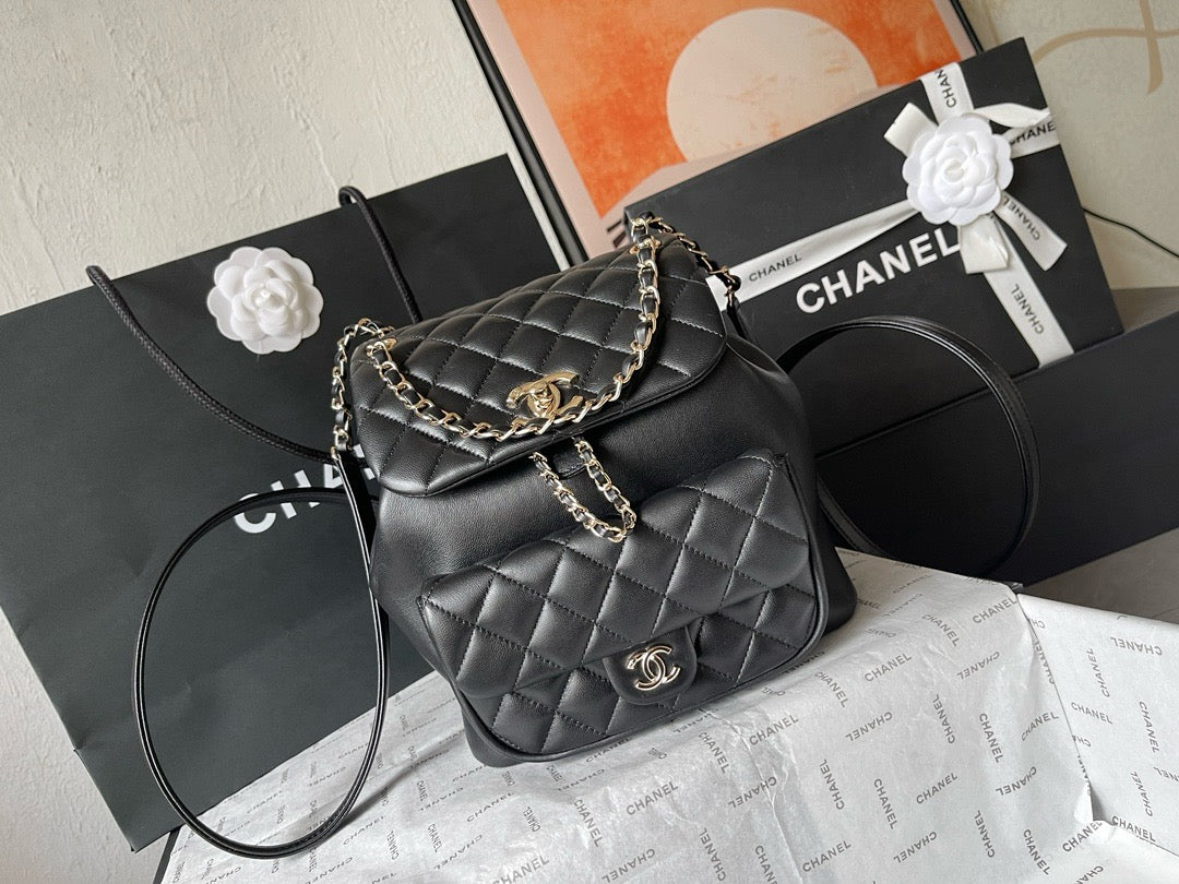 CHANEL - QUILTED CALFSKIN LARGE DUMA BACKPACK
