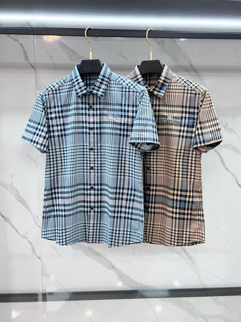 BURBERRY - Stretch Poplin Check Short Sleeve Shirt