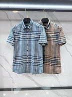 BURBERRY - Stretch Poplin Check Short Sleeve Shirt