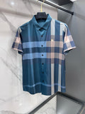 BURBERRY - Stretch Poplin Check Short Sleeve Shirt