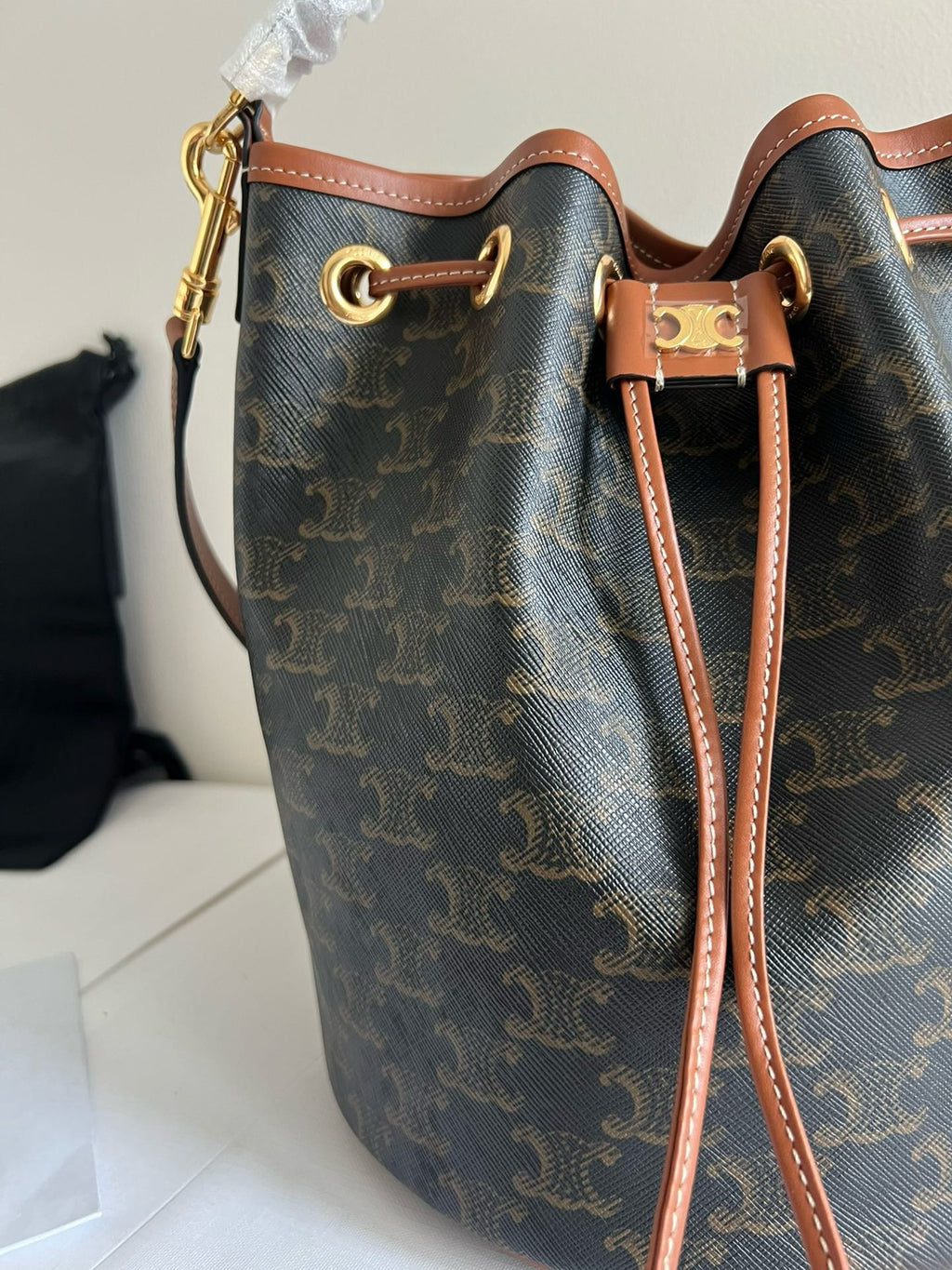CELINE - TEEN CLARA BAG IN TRIOMPHE CANVAS AND CALFSKIN