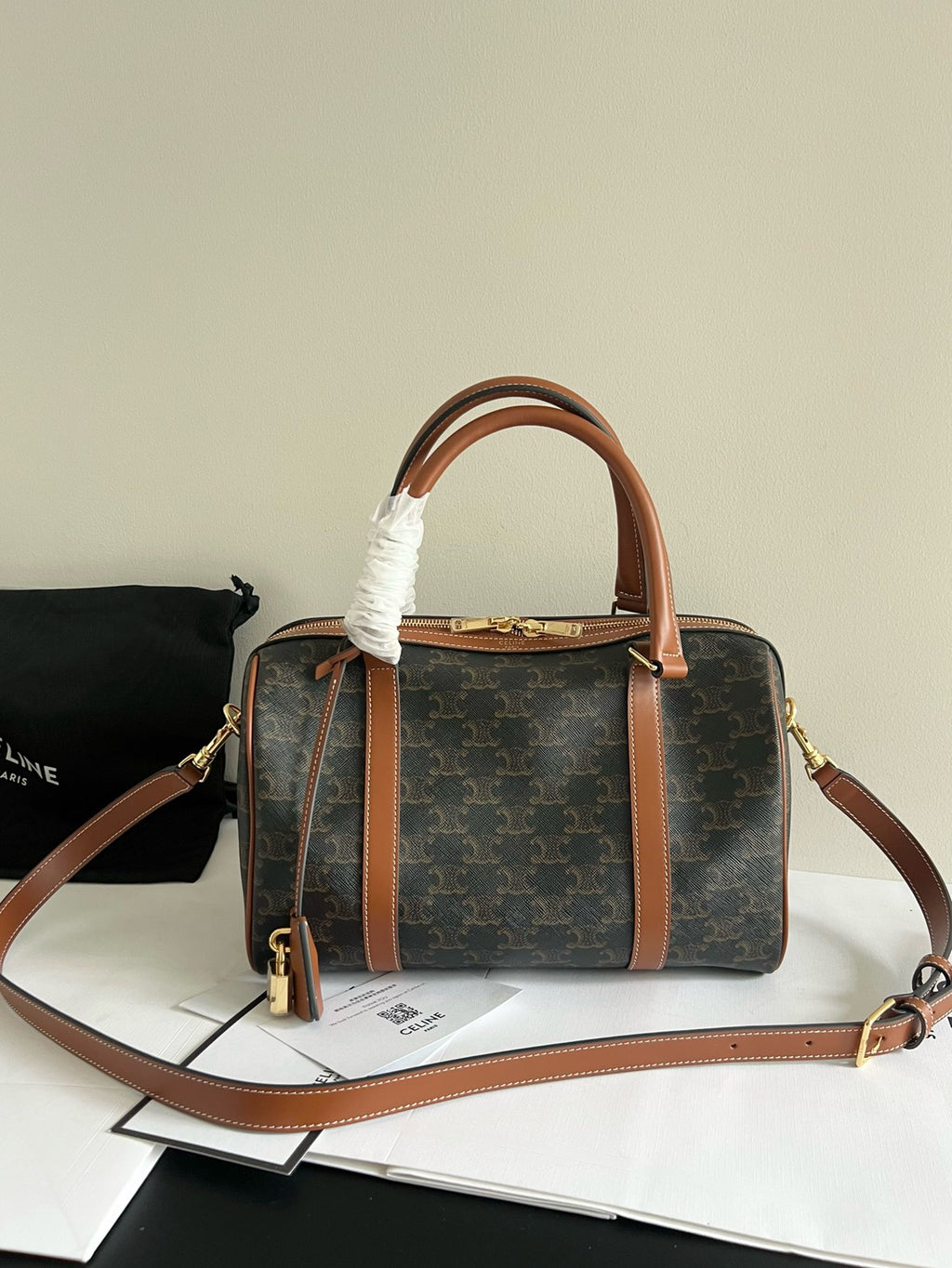 CELINE - BOSTON IN TRIOMPHE CANVAS AND CALFSKIN