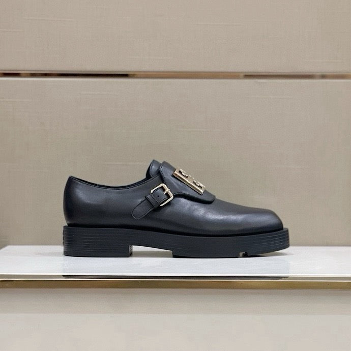 GIVENCHY - Givenchy Black Squared Buckle Loafers