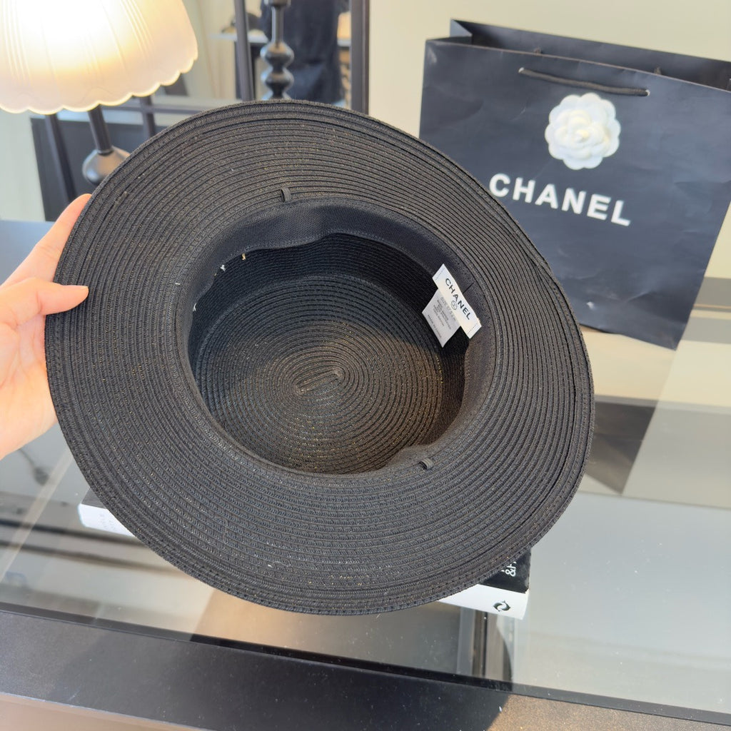 CHANEL - trimmed raffia sun hat