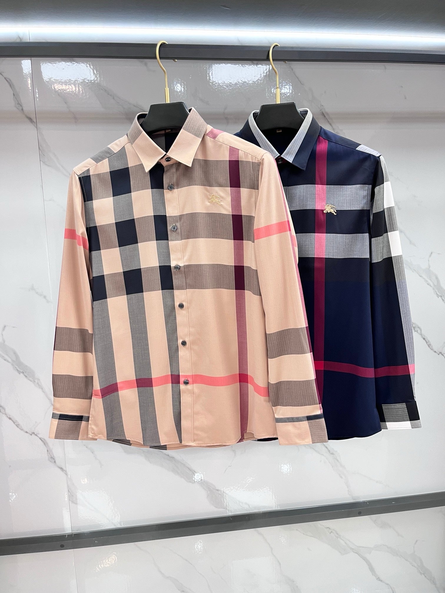 BURBERRY - Stretch Poplin Check long Sleeve Shirt