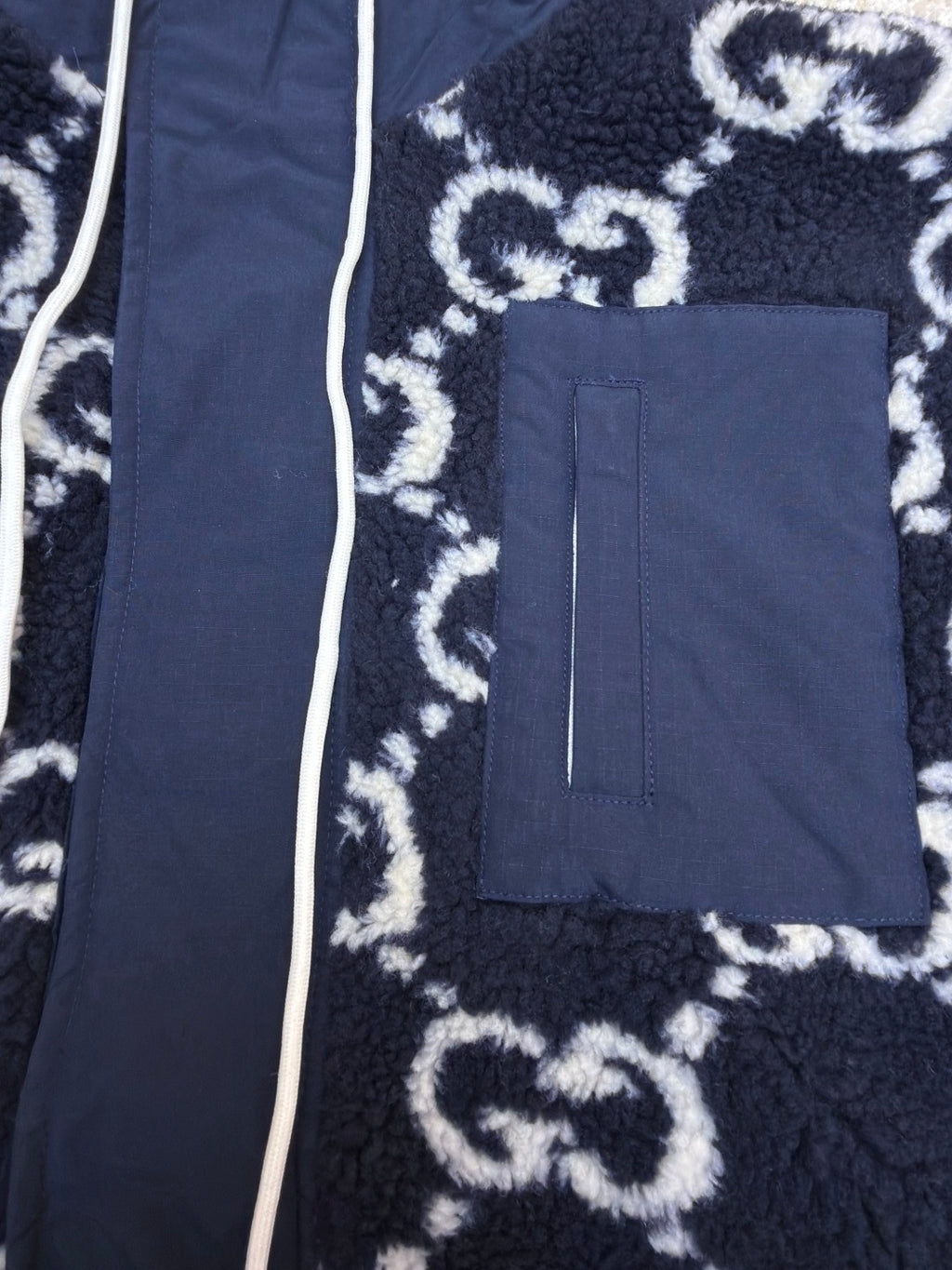 GUCCI  - Blue Gg Fuzzy Fabric Jacquard
