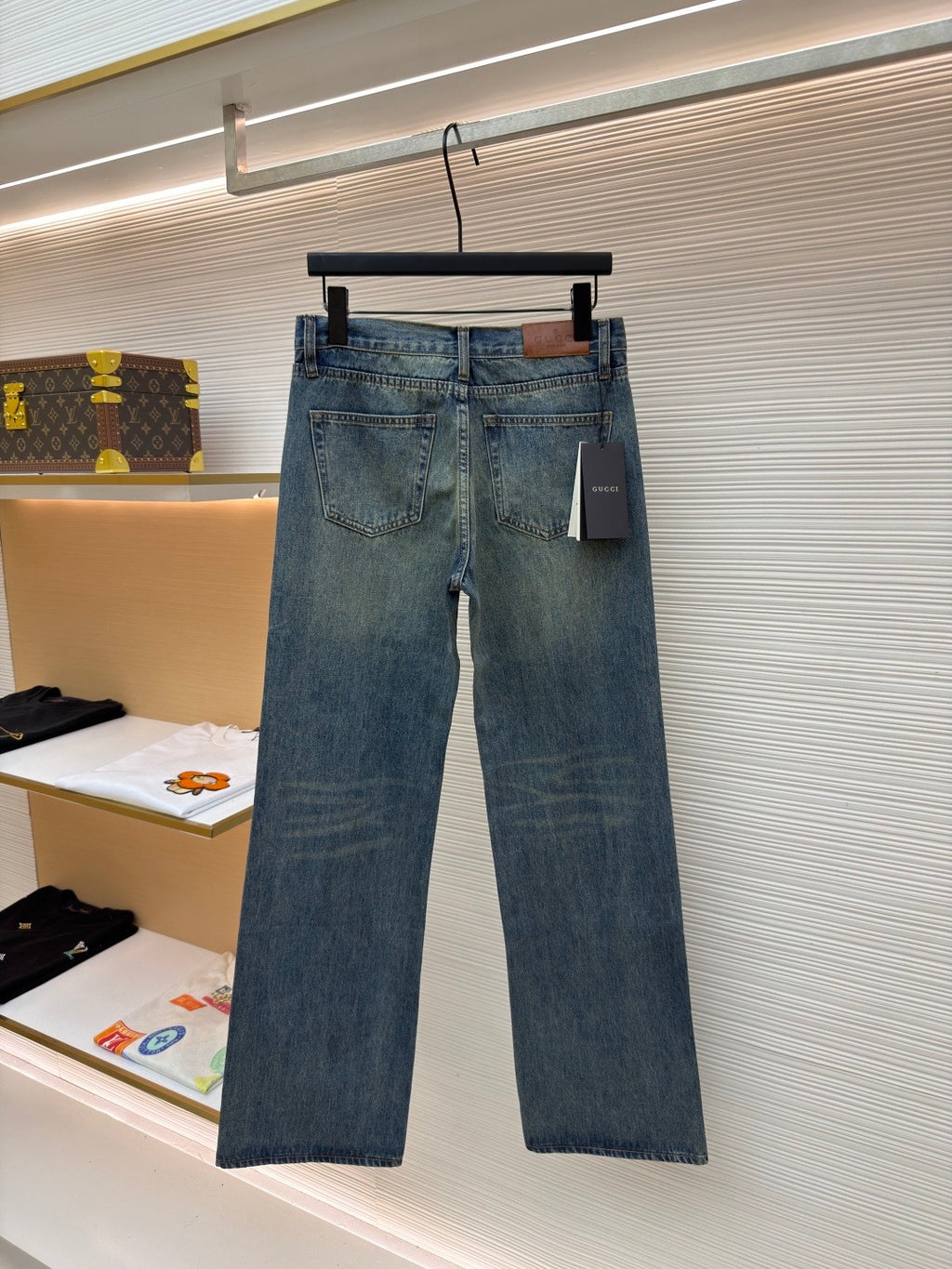 GUCCI - cotton denim pants with horsebit