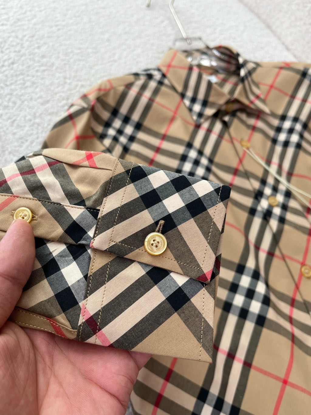 BURBERRY - Slim Fit Check Cotton Poplin Shirt