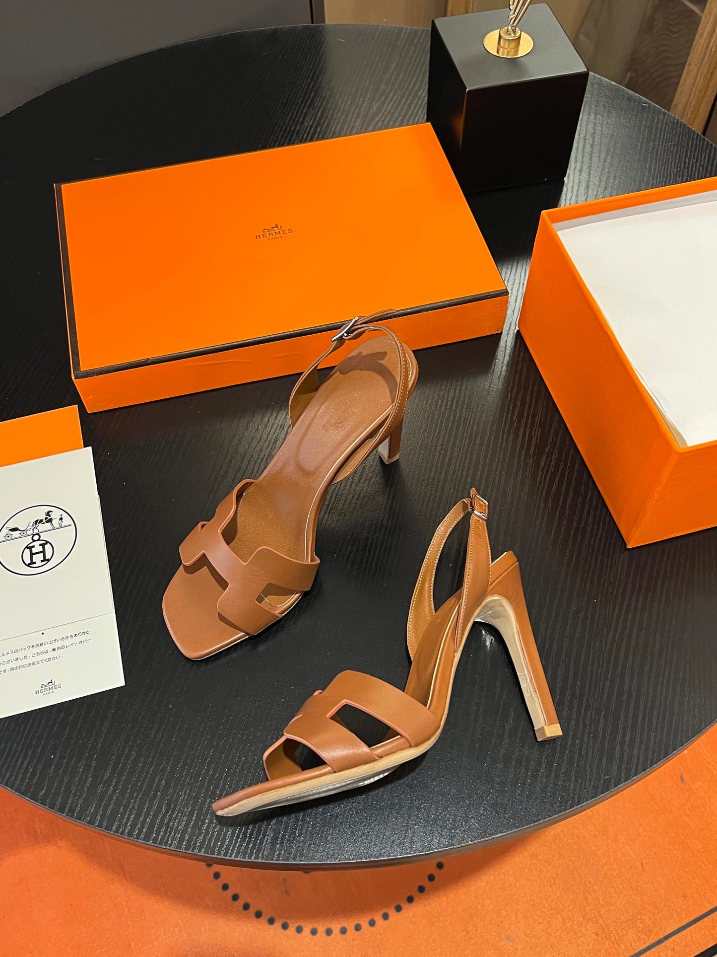 HERMES - Honey Color Slingback high heel Sandal