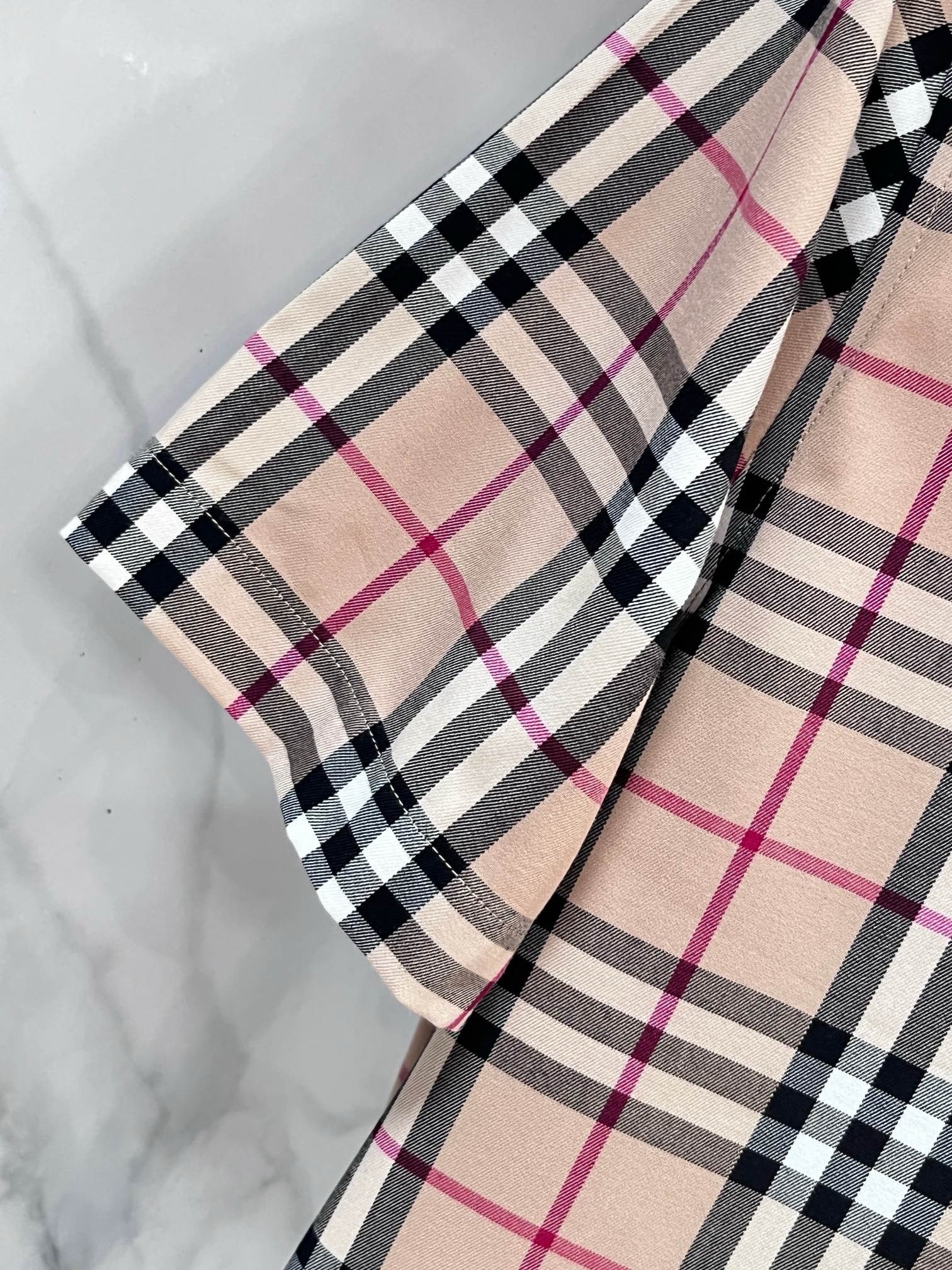 BURBERRY - Stretch Poplin Check Short Sleeve Shirt