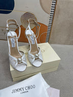 JIMMY CHOO - Women’s Ivory Floral Lace Sandals with Pearl
