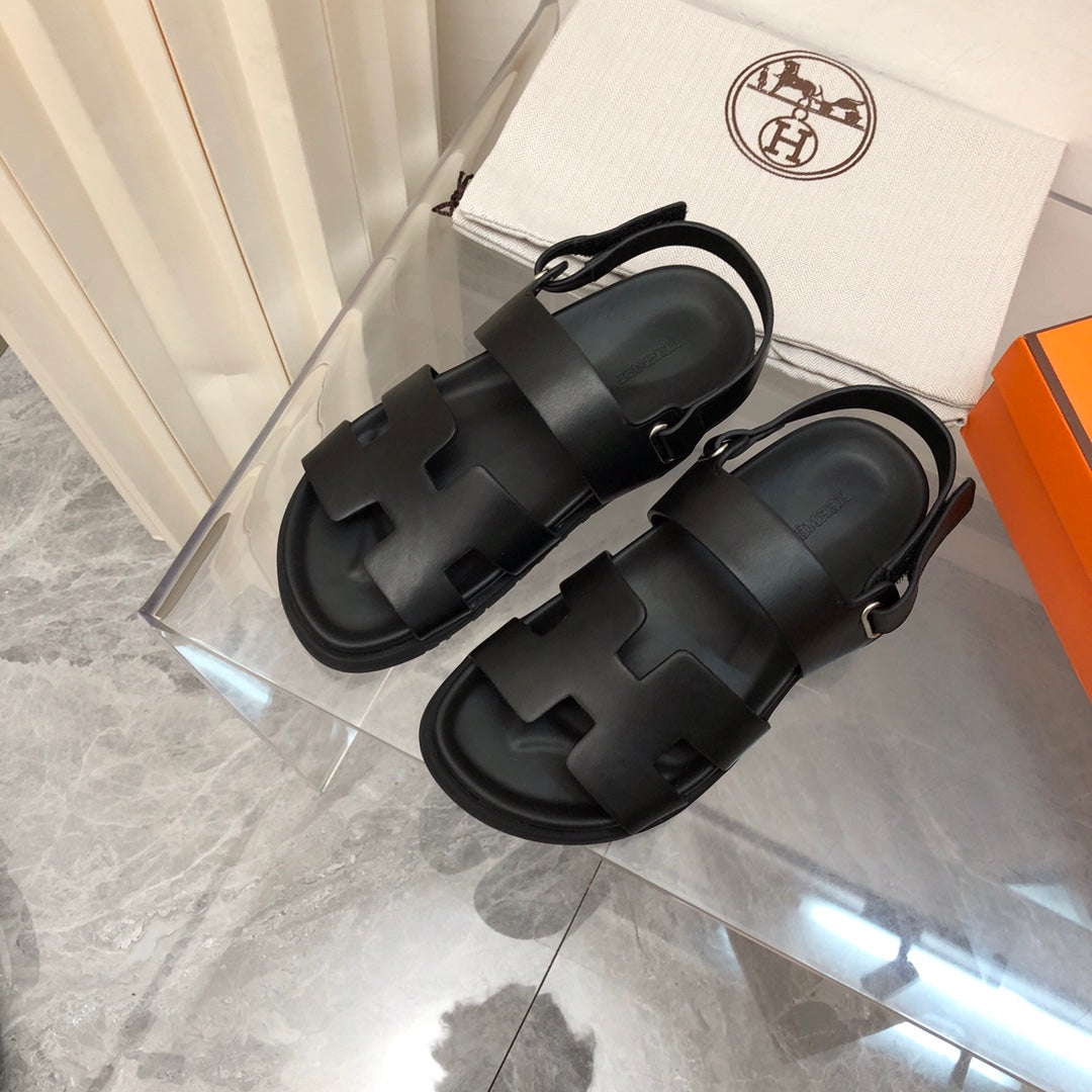 HERMES - Chypre Blanc Sandal Black