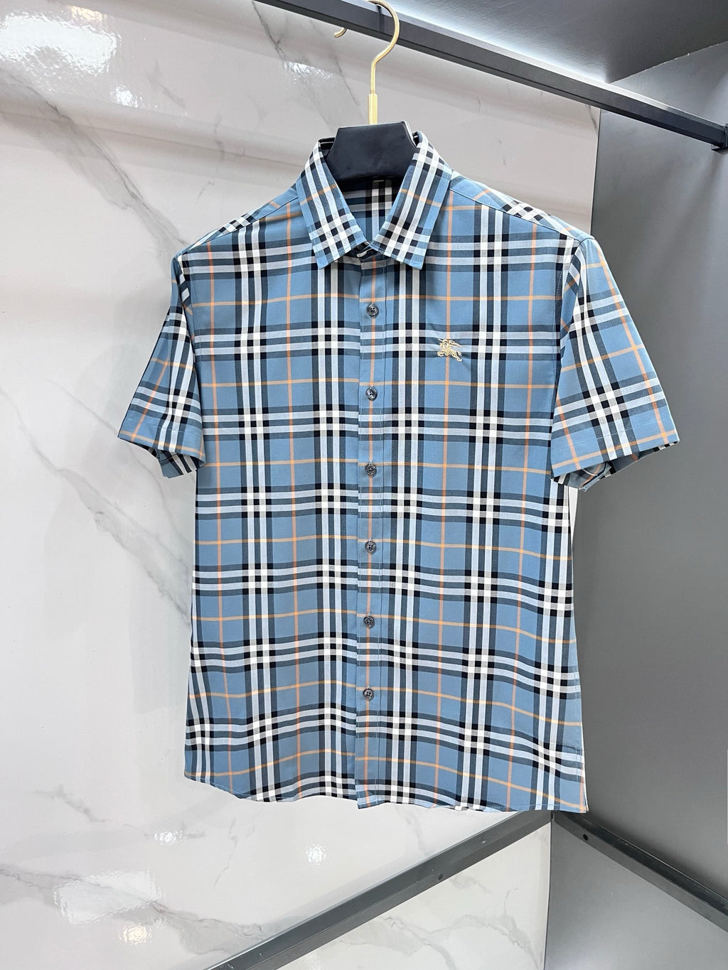 BURBERRY - Stretch Poplin Check Short Sleeve Shirt