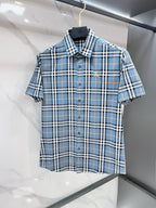 BURBERRY - Stretch Poplin Check Short Sleeve Shirt
