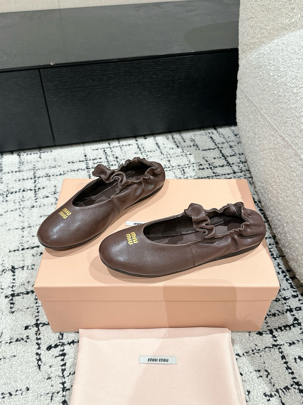 MIU MIU - Ruches nappa leather ballerinas