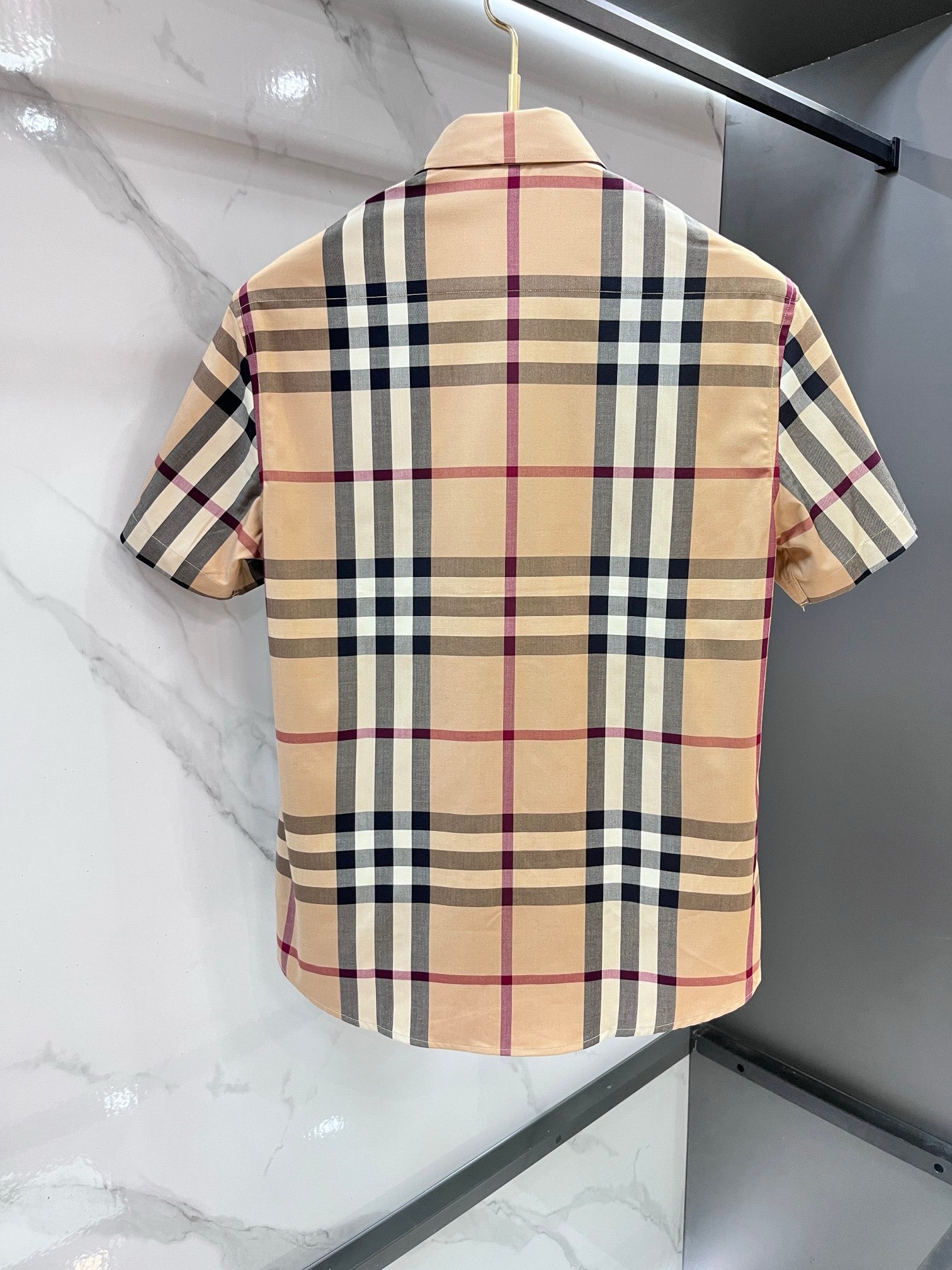 BURBERRY - Stretch Poplin Check Short Sleeve Shirt
