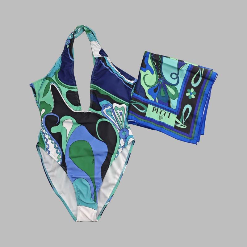 PUCCI - Patterned Halterneck One-Piece Swimsuit