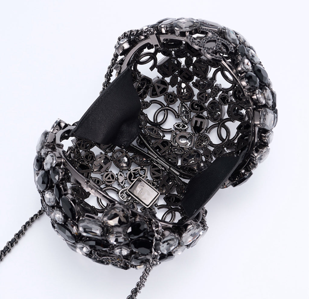 CHANEL - Gold Metal Strass Crystal Sphere Minaudiere Clutch Hardware, 2025