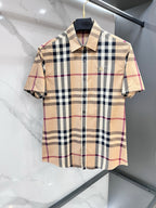 BURBERRY - Stretch Poplin Check Short Sleeve Shirt