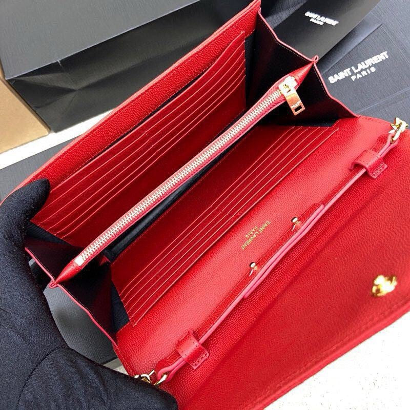 SAINT LAURENT- Red Leather Handbag