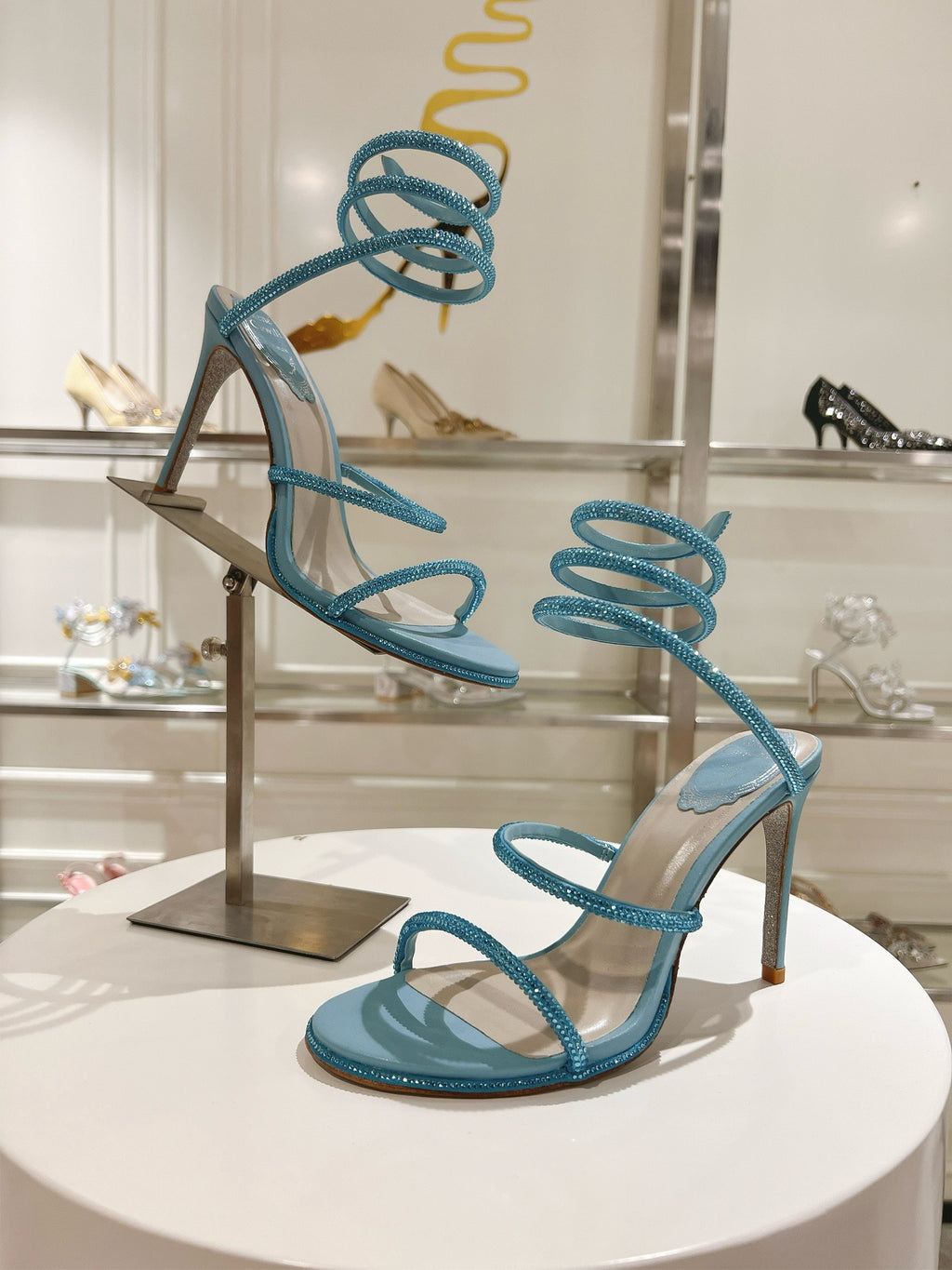 RENE CAOVILLA - CLEO blue SANDAL WITH CRYSTAL 105