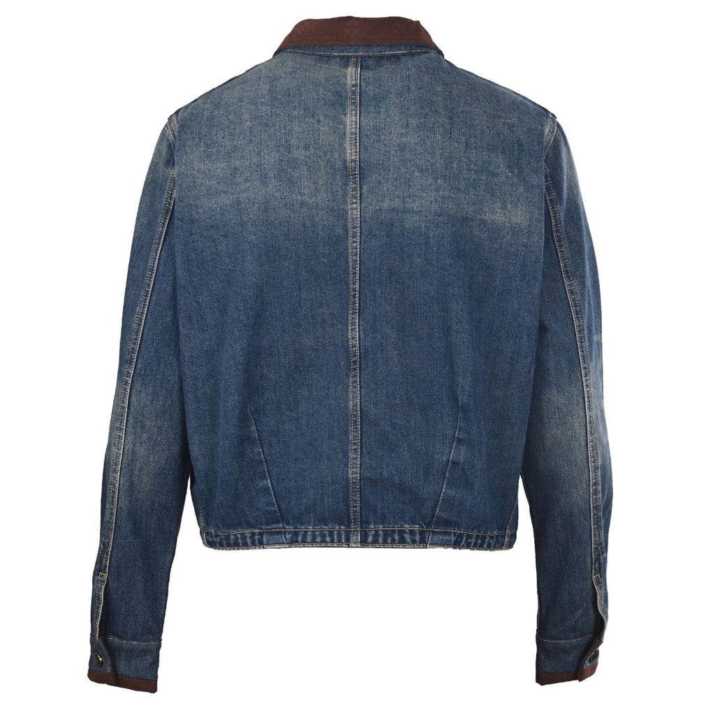 LOUIS VUITTON - Leather-Trim Cropped Denim Jacket
