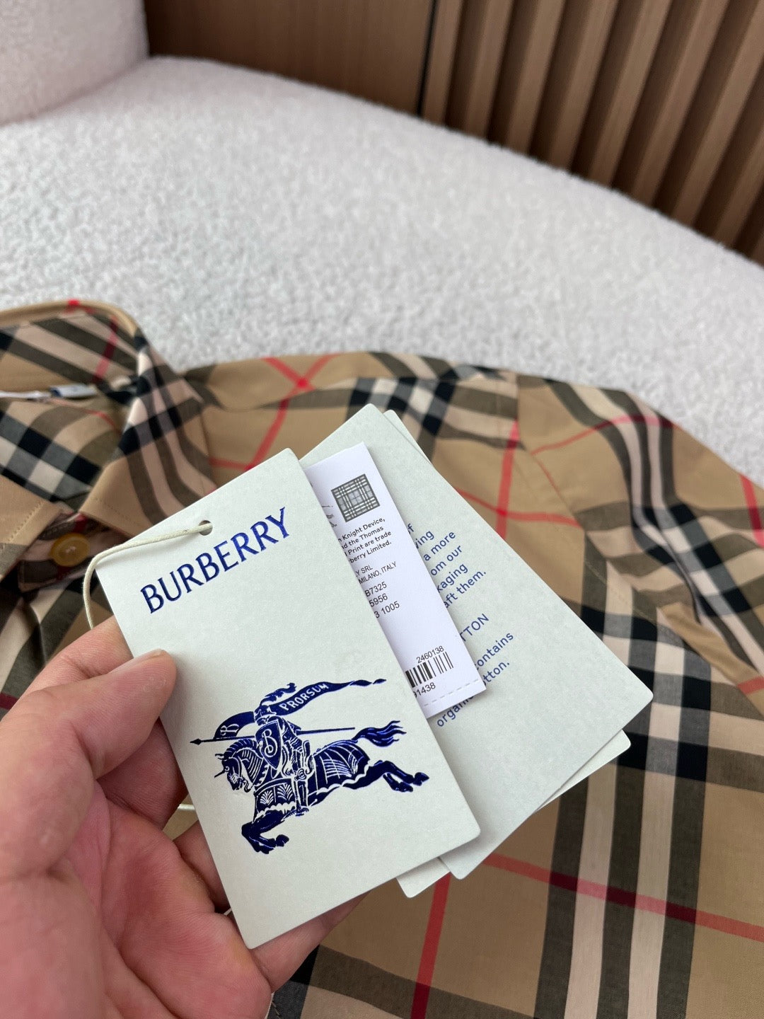 BURBERRY - Slim Fit Check Cotton Poplin Shirt