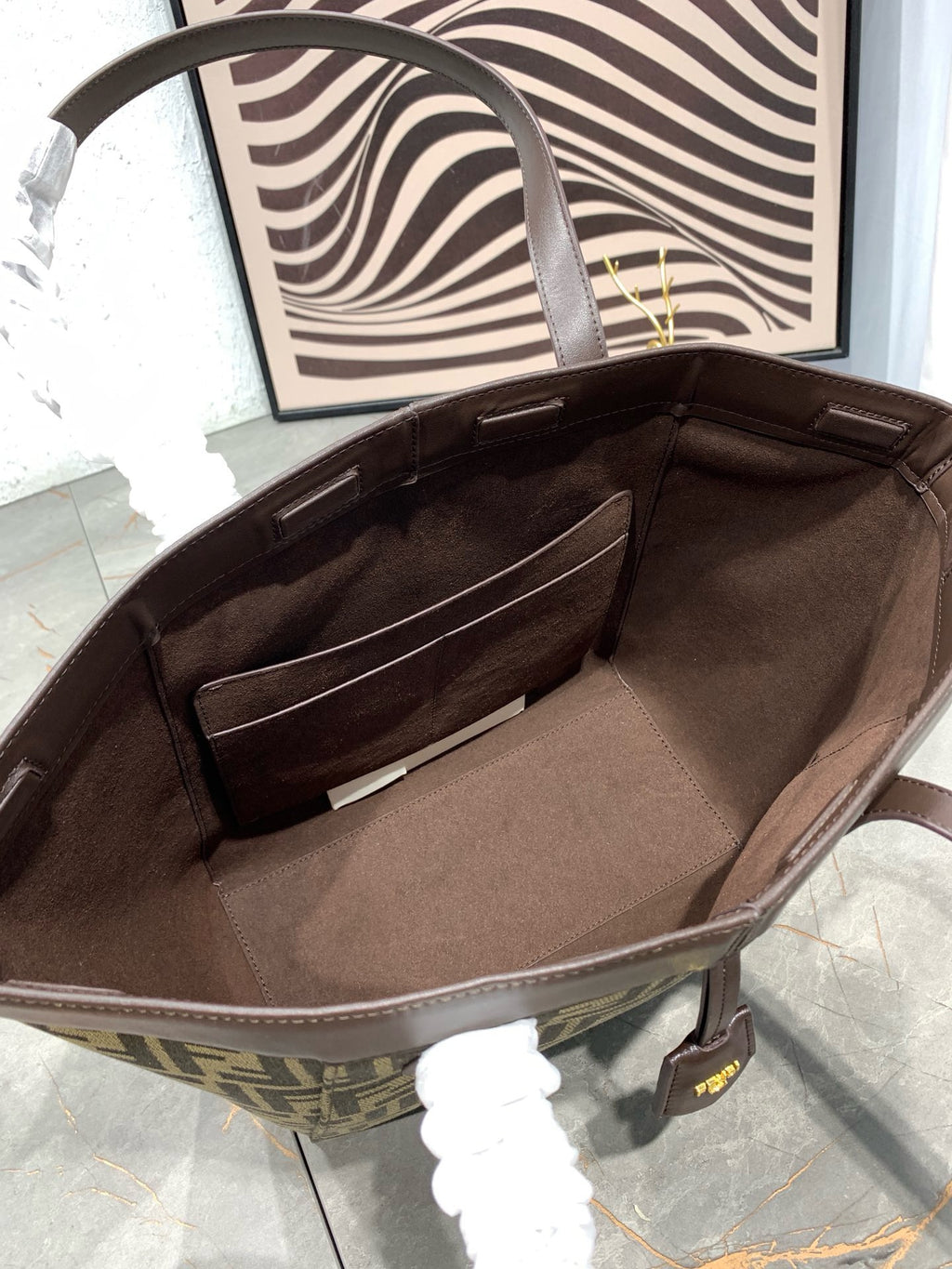 FENDI - Brown FF jacquard fabric bag