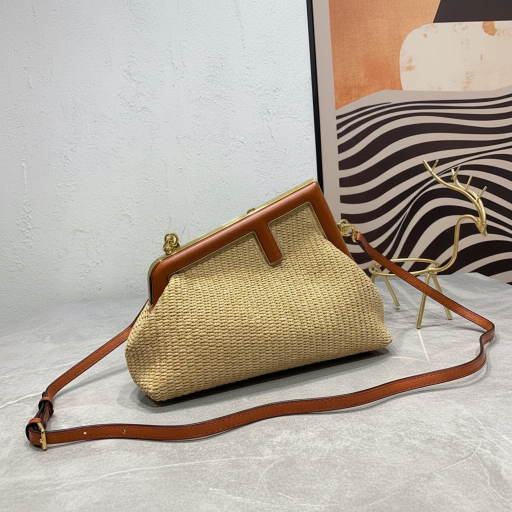 FENDI - First Bag Raffia Small shoulder bag