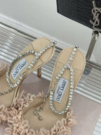 JIMMY CHOO - Mesh Pumps with Petal Embroidery and Crystal Chain