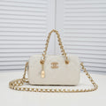 CHANEL -  Caviar Quilted Clutch With Chain White