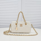 CHANEL -  Caviar Quilted Clutch With Chain White